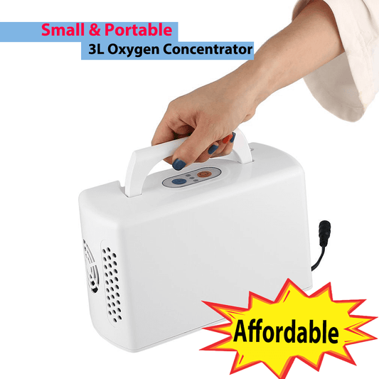 Compre Concentrador de oxígeno recargable portátil compacto de 3 litros, máquina generadora de oxígeno O2 de flujo continuo para viajes con paquete 