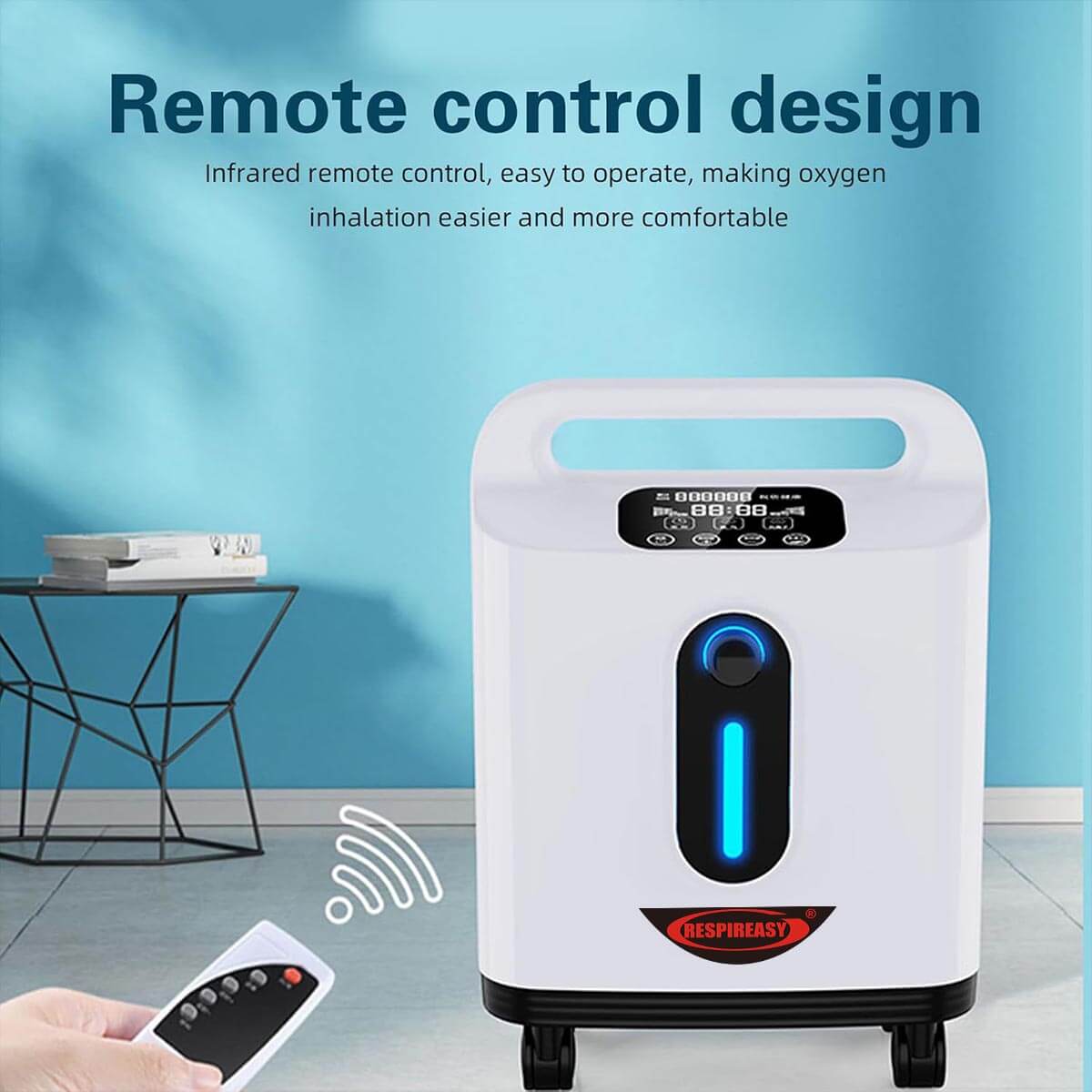 DEDAKJ Concentrador de oxígeno de flujo continuo de 9 litros 93% de concentración O2 Máquina de fabricación portátil para el cuidado personal de la respiración