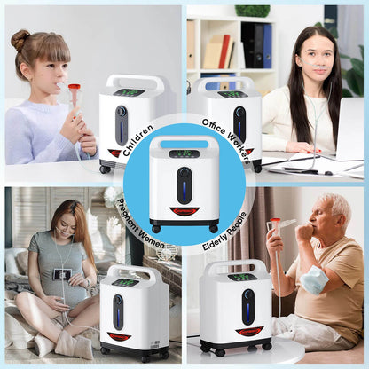 Concentrador de oxígeno portátil DEDAKJ de 2 a 9 L/min, 93 % de pureza, para uso personal, inhalador de oxígeno de flujo continuo con atomización para uso doméstico, con accesorios completos.