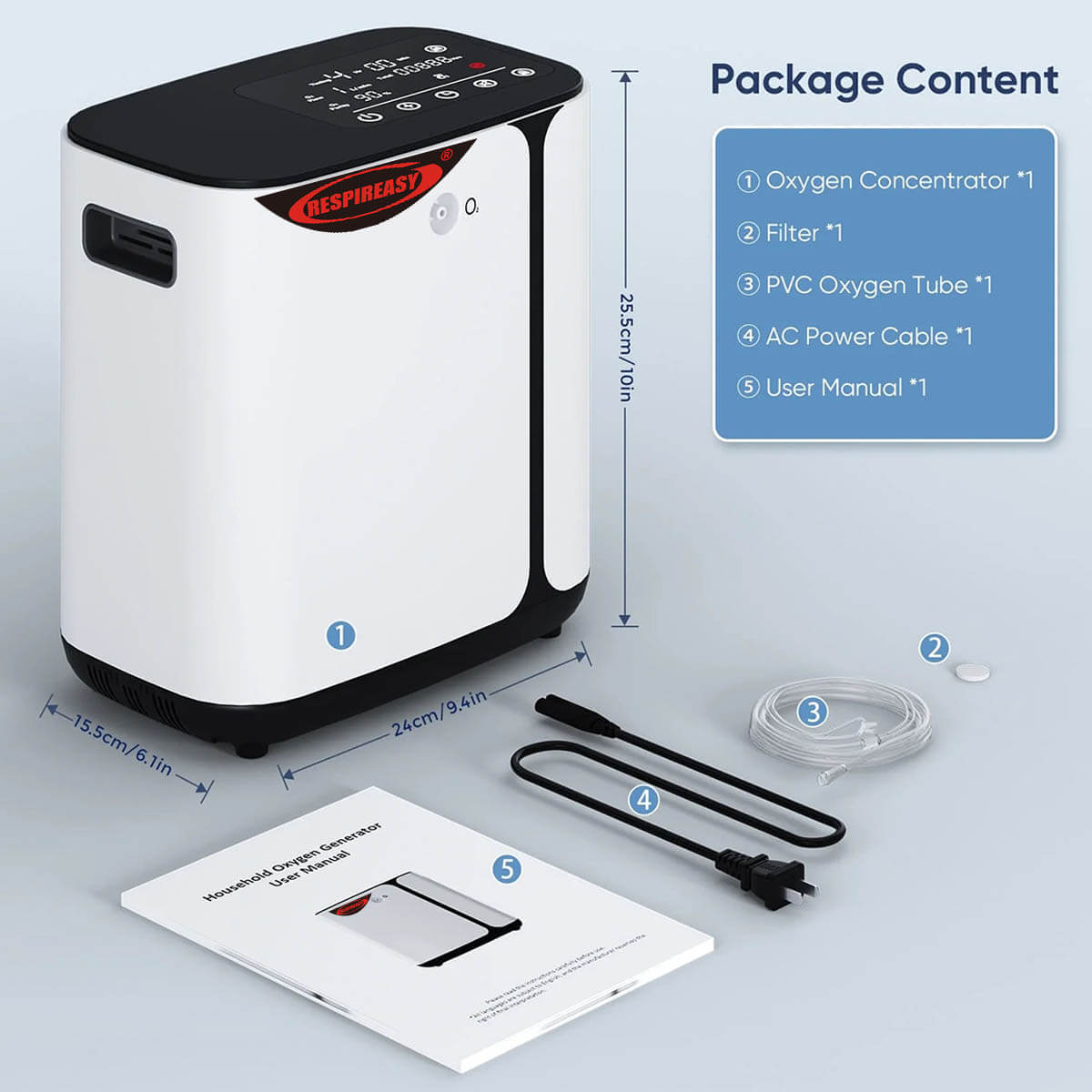 Buy DEDAKJ 8 Liter Continuous Flow Oxygen Concentrator DE-1A