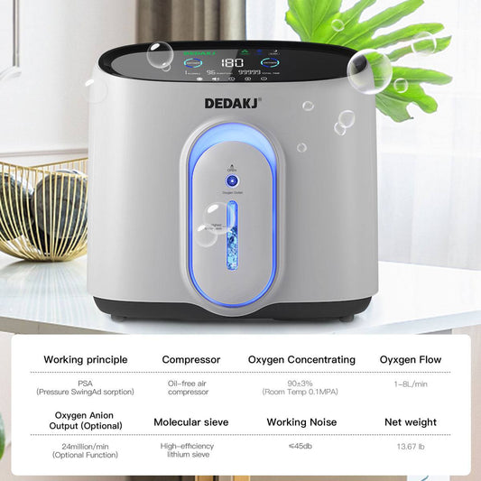 High Purity 8 Liter Household Portable Medical Oxygen Concentrator DEDAKJ Continuous Flow 8LPM Oxygen Making Machine O2 Generator Price