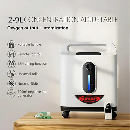 DEDAKJ 9 Liter Sauerstoffkonzentrator mit kontinuierlichem Durchfluss, 93 % Konzentration O2-Produktionsmaschine, tragbar für die persönliche Atemversorgung