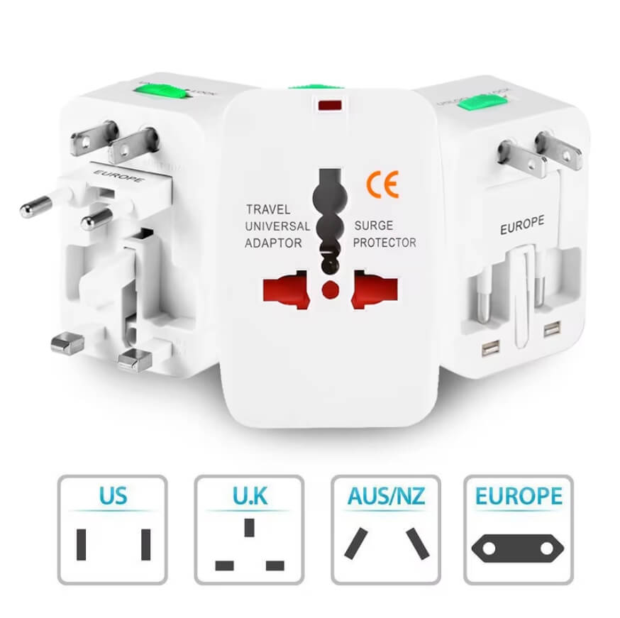 Adaptador de enchufe de viaje todo en uno, universal, internacional, UE, Reino Unido, EE. UU., AU, adaptador de cargador, convertidor de toma de corriente, conector adaptador de enchufe