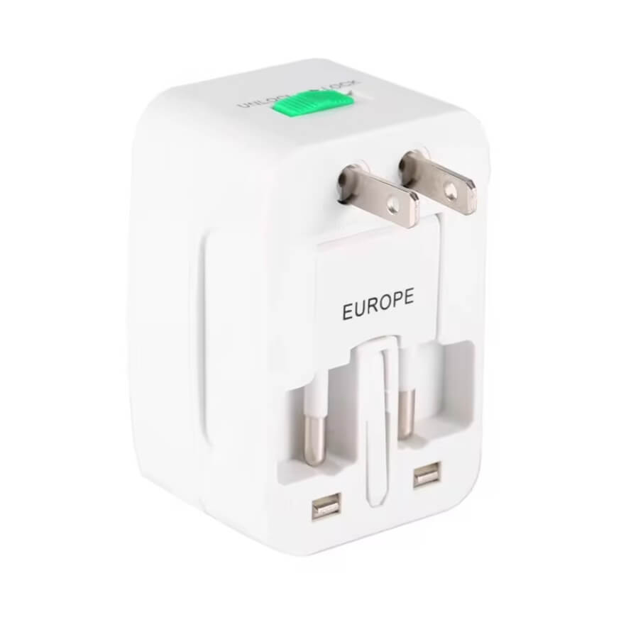 Adaptador de enchufe de viaje todo en uno, universal, internacional, UE, Reino Unido, EE. UU., AU, adaptador de cargador, convertidor de toma de corriente, conector adaptador de enchufe