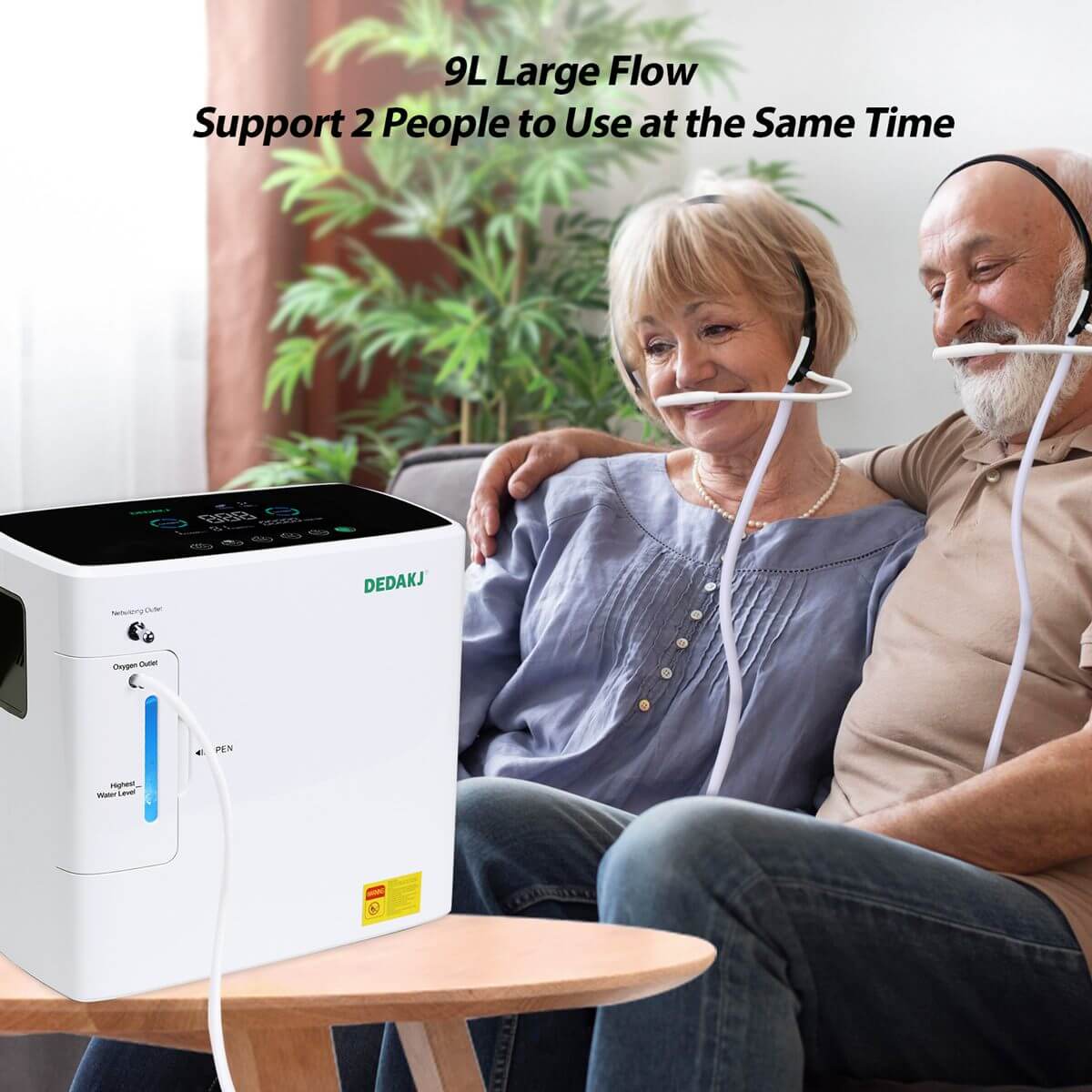 Concentrador de oxígeno de pureza doméstica de flujo continuo de 9 LPM Concentrador portátil de O2 portátil para terapia de respiración médica (DEDAKJ Store Supplier, Stock in USA Canada)