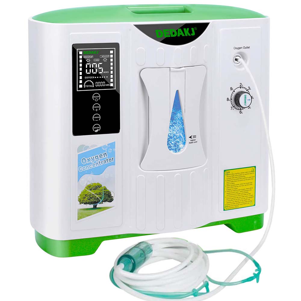 DEDAKJ 9 LPM Powerful Home Oxygen Concentrator 93% High Purity Portable Continuous Flow Rate Travel Oxygen Concentrator DE-2A