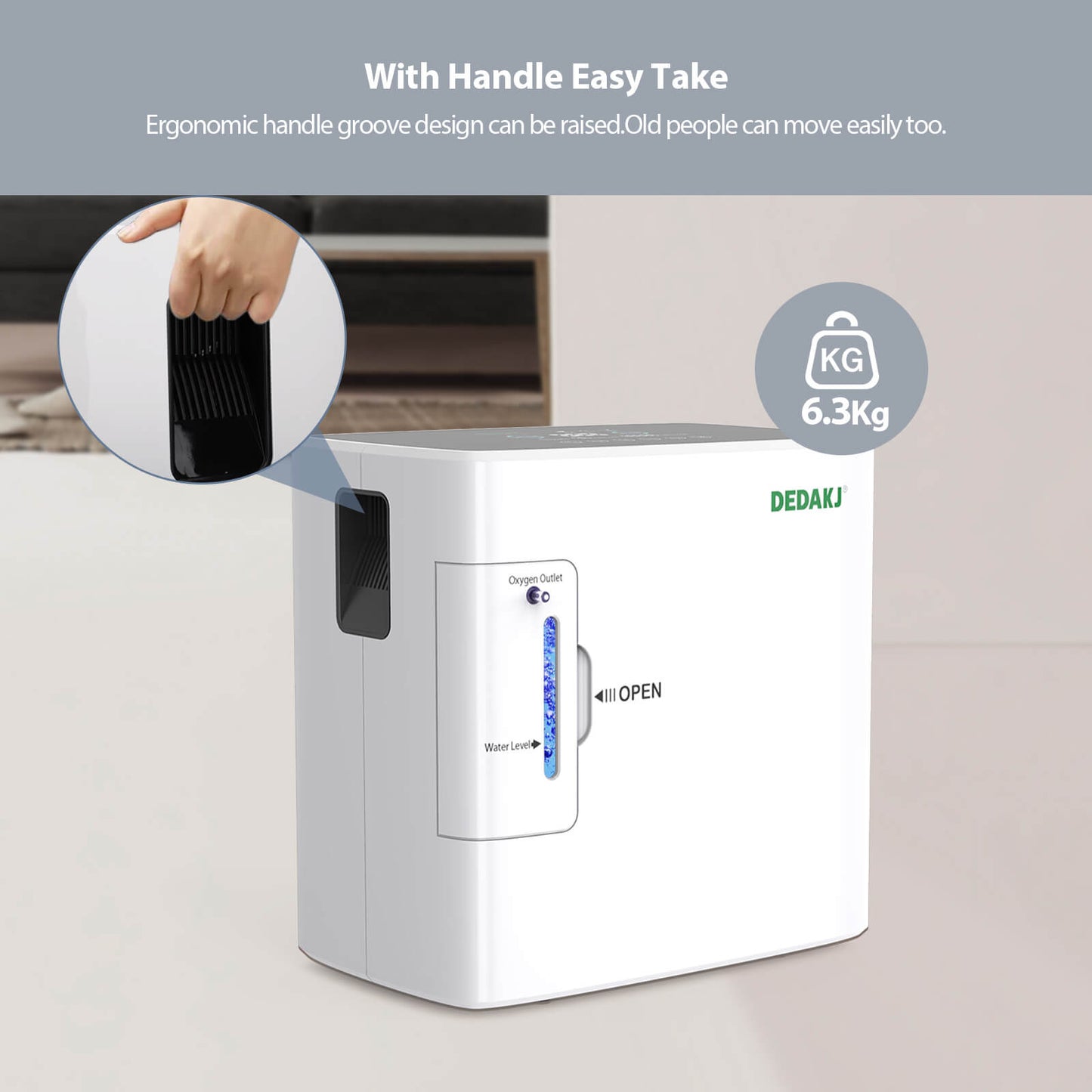 Concentrador de oxígeno de pureza doméstica de flujo continuo de 9 LPM Concentrador portátil de O2 portátil para terapia de respiración médica (DEDAKJ Store Supplier, Stock in USA Canada)