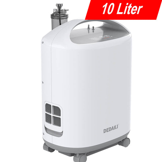 DEDAKJ 93% High Purity 10 Liter Oxygen Concentrator Continus Flow Compact Medical Oxygen Making Machine 10 LPM for Hospital and Home Oxygen Therapy concentrador de oxígeno (72 Hours Keep Running, 1 Year Quality Warranty)