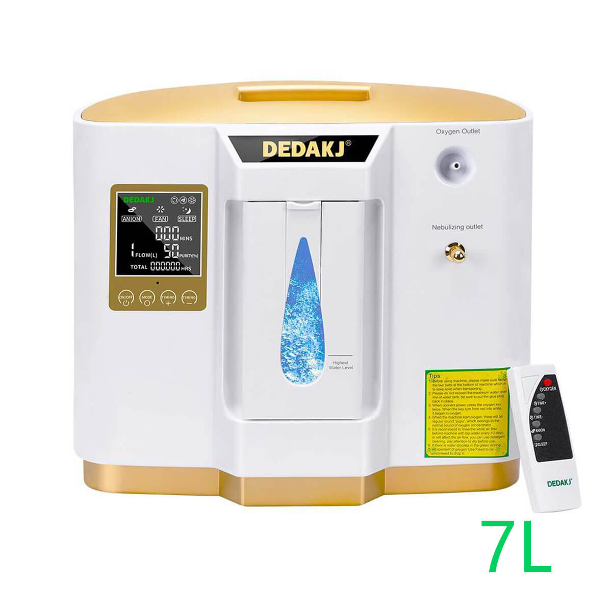 DEDAKJ 1-7 Liter Home Oxygen Concentrator Continuous Flow Oxygen
