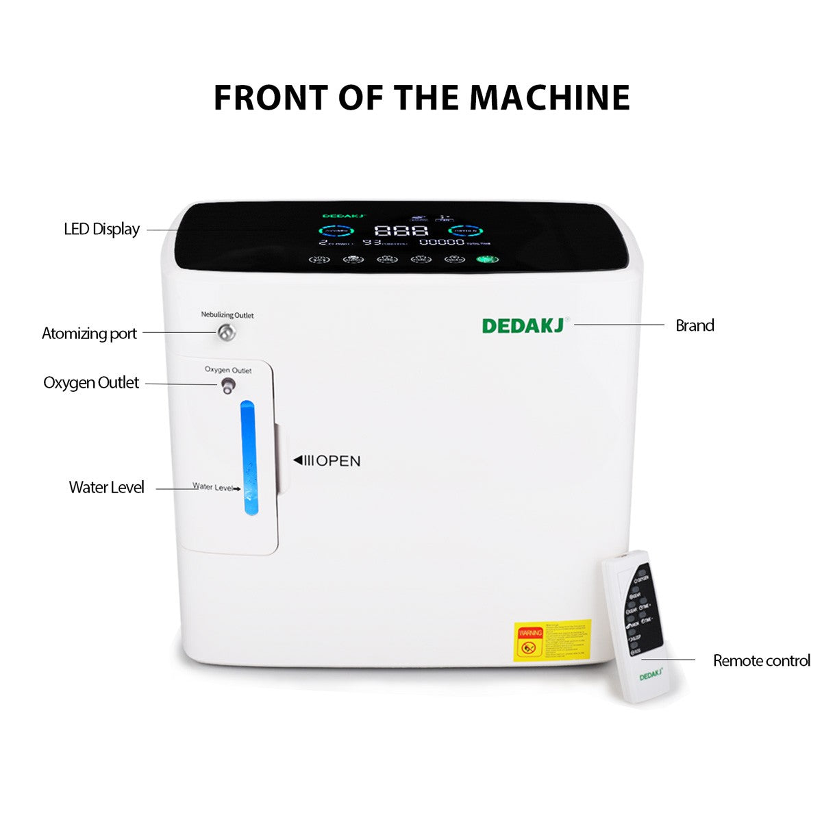 Buy DEDAKJ Portable Oxygen Concentrator 9 Liter Continuous Flow Home Oxygen Generator Concentrador De Oxígeno Compact O2 Making Machine (Continuous Flow Rate, Support Whole Night Working )