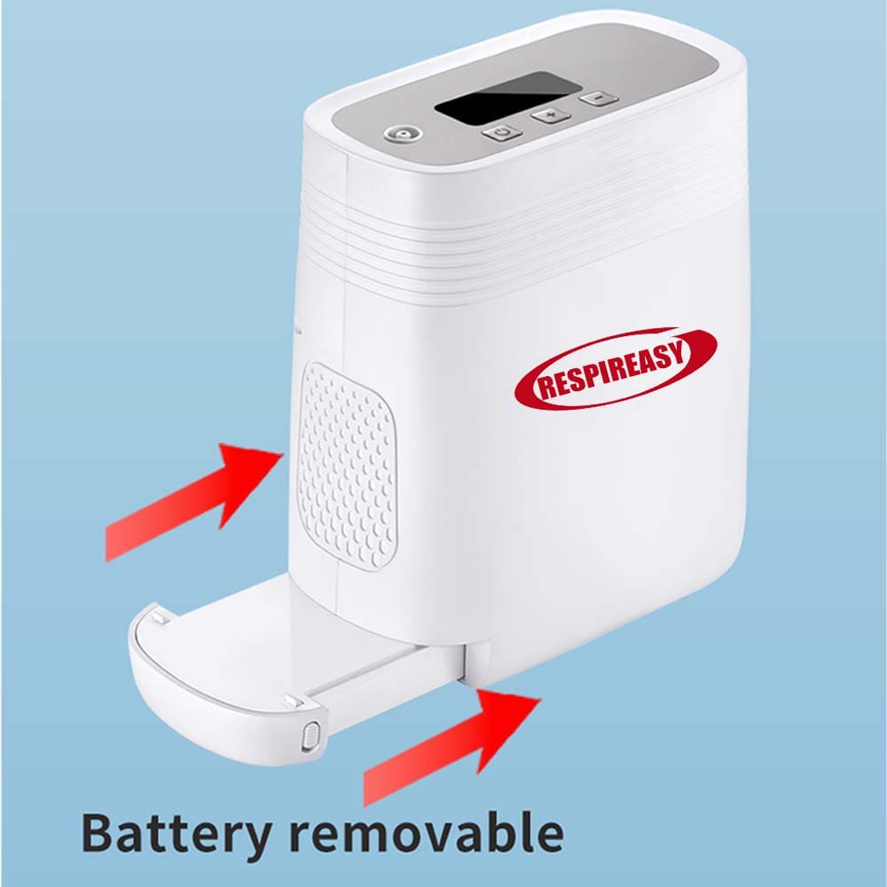 Portable Oxygen Concentrator 5 Liter Continuous Flow Rate Mini Size Rechargeable POC Oxygenerator O2 Making Machine with 6700mA Battery