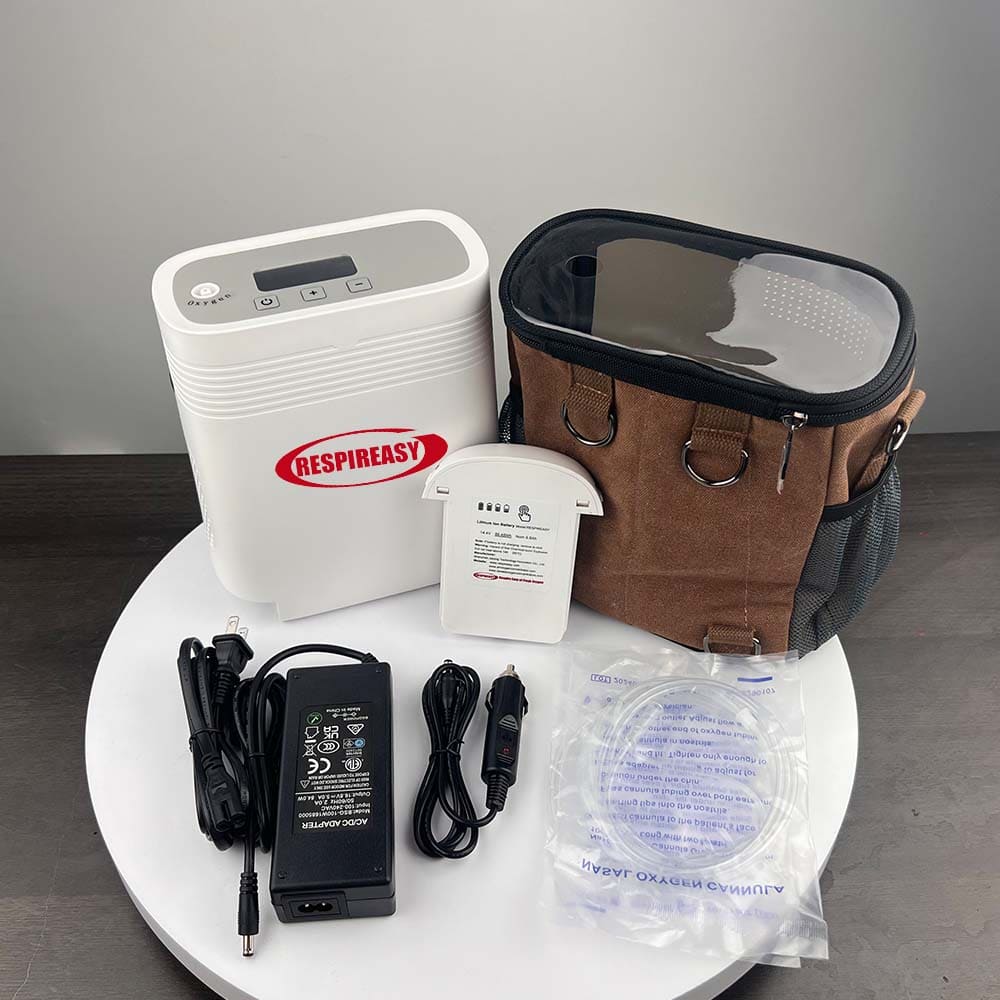 Portable Oxygen Concentrator 5 Liter Continuous Flow Rate Mini Size Rechargeable POC Oxygenerator O2 Making Machine with 6700mA Battery