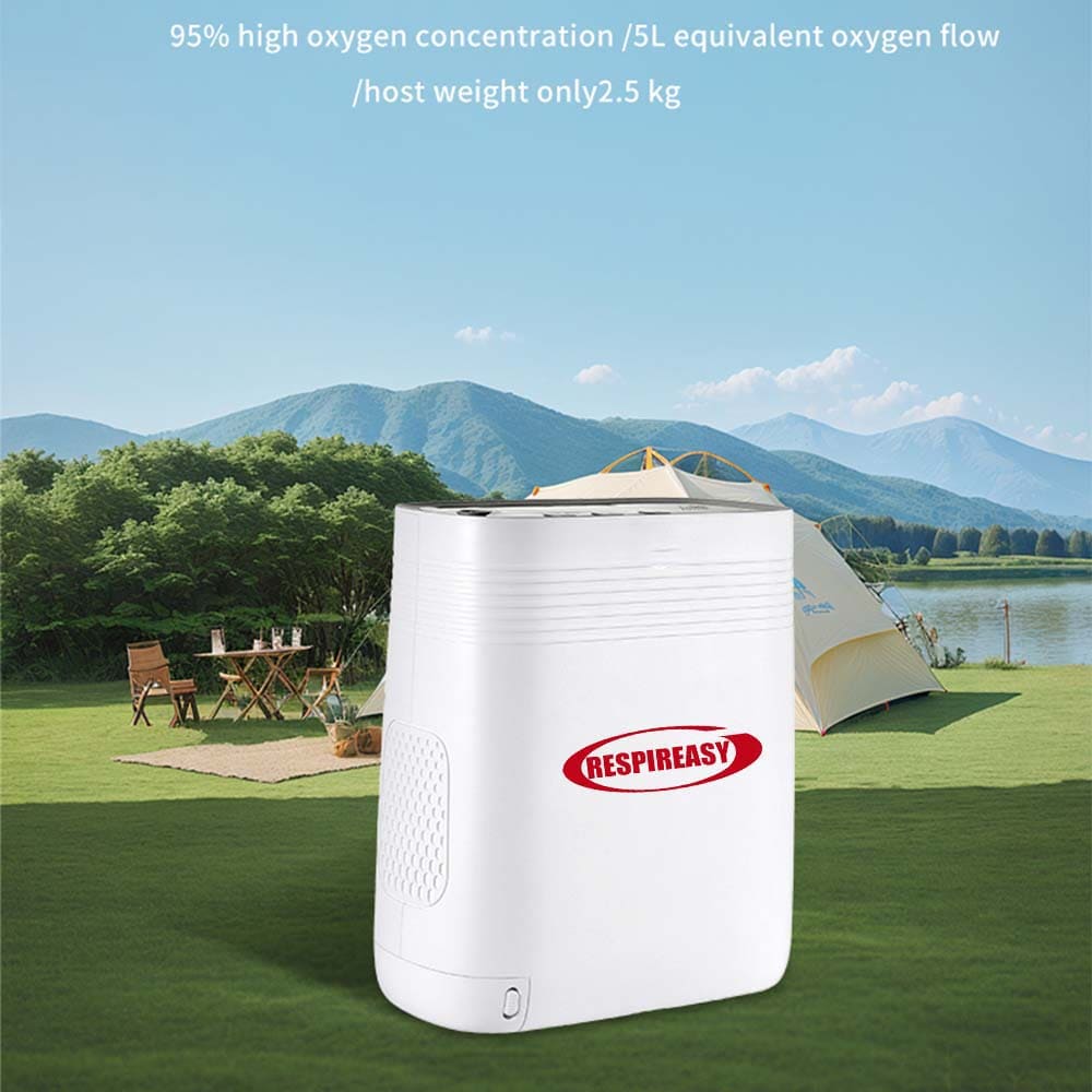 Portable Oxygen Concentrator 5 Liter Continuous Flow Rate Mini Size Rechargeable POC Oxygenerator O2 Making Machine with 6700mA Battery