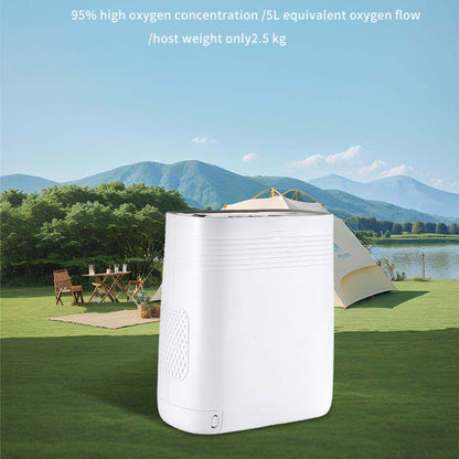 Portable Oxygen Concentrator 5 Liter Continuous Flow Rate Mini Size Rechargeable POC Oxygenerator O2 Making Machine with 6700mA Battery