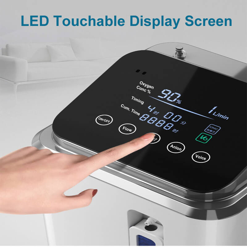 Concentrador de oxígeno portátil DEDAKJ de 2 a 9 litros para el hogar, máquina concentradora de oxígeno de alta concentración con caudal ajustable. 