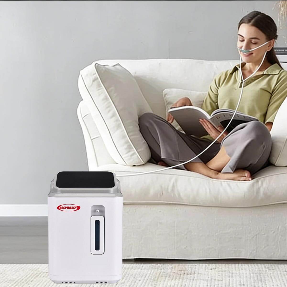 DEDAKJ Concentradores de oxígeno portátiles 7 litros Generador de oxígeno de flujo continuo Equipo de respiración de O2 para el cuidado personal en el hogar 110V/220V