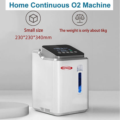 DEDAKJ Concentradores de oxígeno portátiles 7 litros Generador de oxígeno de flujo continuo Equipo de respiración de O2 para el cuidado personal en el hogar 110V/220V