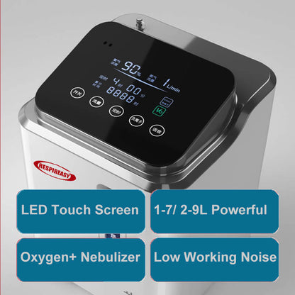 DEDAKJ Concentradores de oxígeno portátiles 7 litros Generador de oxígeno de flujo continuo Equipo de respiración de O2 para el cuidado personal en el hogar 110V/220V