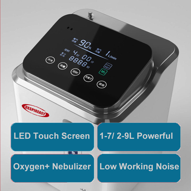 DEDAKJ Concentrador de oxígeno portátil de flujo continuo 1-7LPM Máquina de suministro de oxígeno para el hogar Equipo médico de terapia de O2 para el cuidado respiratorio