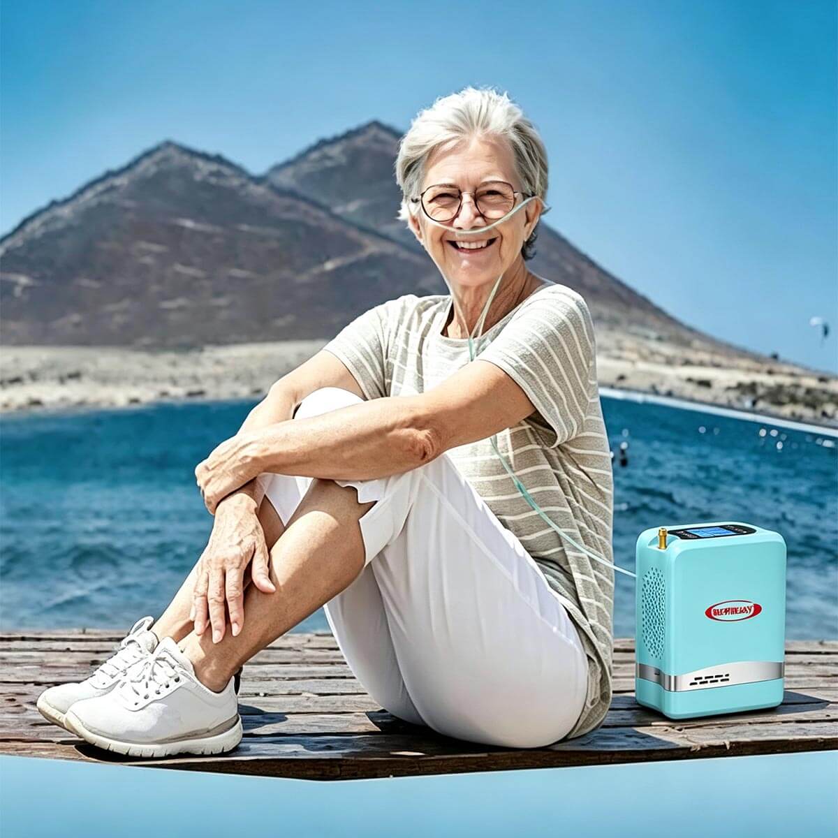 Concentrador de oxígeno portátil mini DEDAKJ 2026 7L ajustable, ligero y móvil con batería recargable de 6700mAh y bolsa de hombro