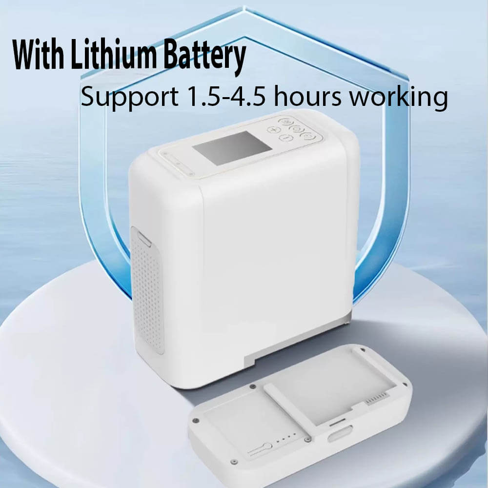 Small Portable Oxygen Concentrator Rechargeable 7 Liters 93% O2 Purity Oxygen Generator Machine Mobile for Travel Use with Battery