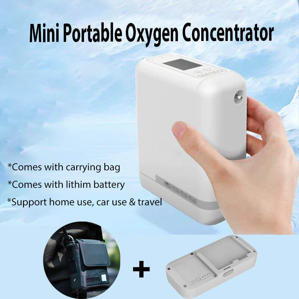 Small Portable Oxygen Concentrator Rechargeable 7 Liters 93% O2 Purity Oxygen Generator Machine Mobile for Travel Use with Battery