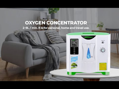 DEDAKJ 9 LPM Powerful Home Oxygen Concentrator 93% High Purity Portable Continuous Flow Rate Travel Oxygen Concentrator DE-2A