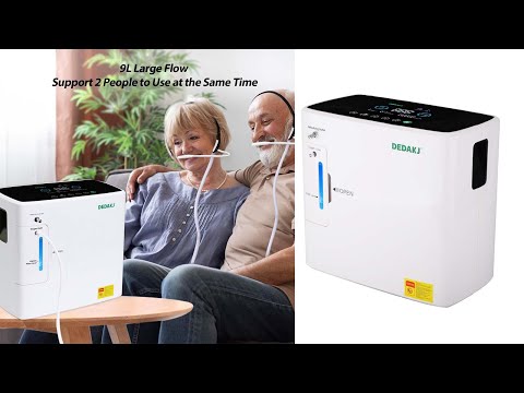 Concentrador de oxígeno de flujo continuo DEDAKJ, generador de óxido de 9 litros, máquina de fabricación de O2 médica portátil, concentrador de máquina de fabricación de polvo, máquina de respiración en el hogar (bajo precio, 93% de alta pureza, bajo ruid