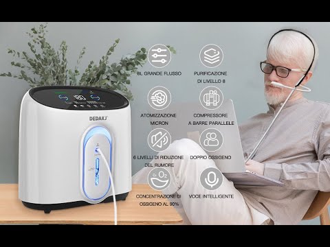 DEDAKJ Continuous Oxygen Generator 1-8L Adjustable Oxygen Concentrator Machine DE-Q1W for Home Use with Nebulizer Function, Low Noise Whole Night Working