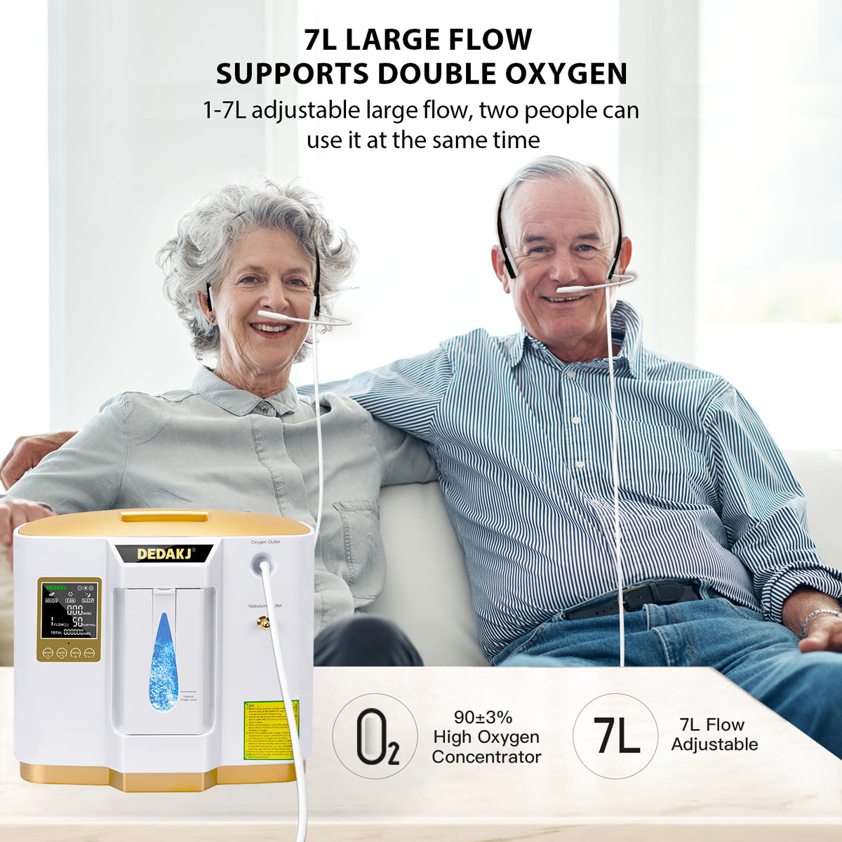 Generador portátil restaurado del oxígeno 7L del concentrador DEDAKJ 93% del oxígeno con la función del nebulizador 110V/220V DE-1LW