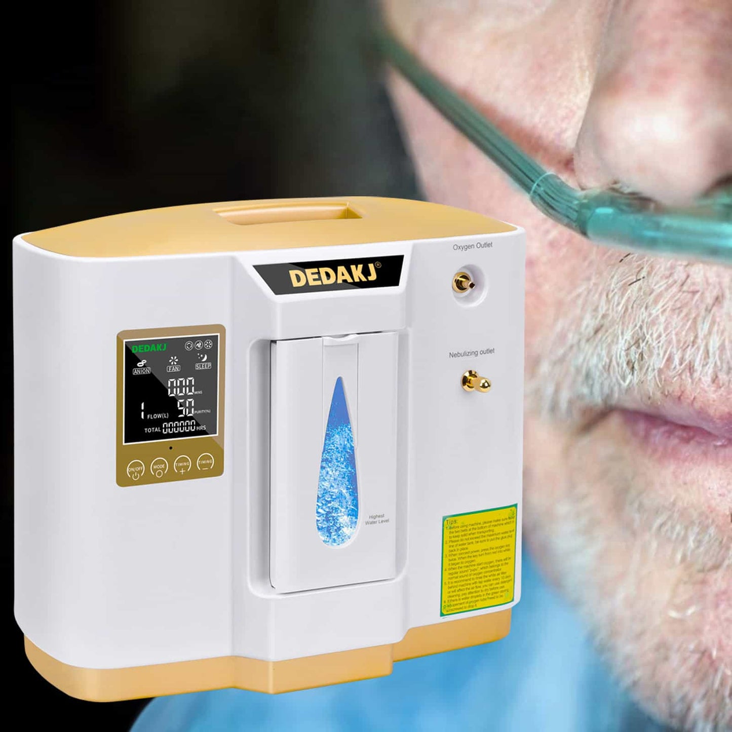 Generador portátil restaurado del oxígeno 7L del concentrador DEDAKJ 93% del oxígeno con la función del nebulizador 110V/220V DE-1LW