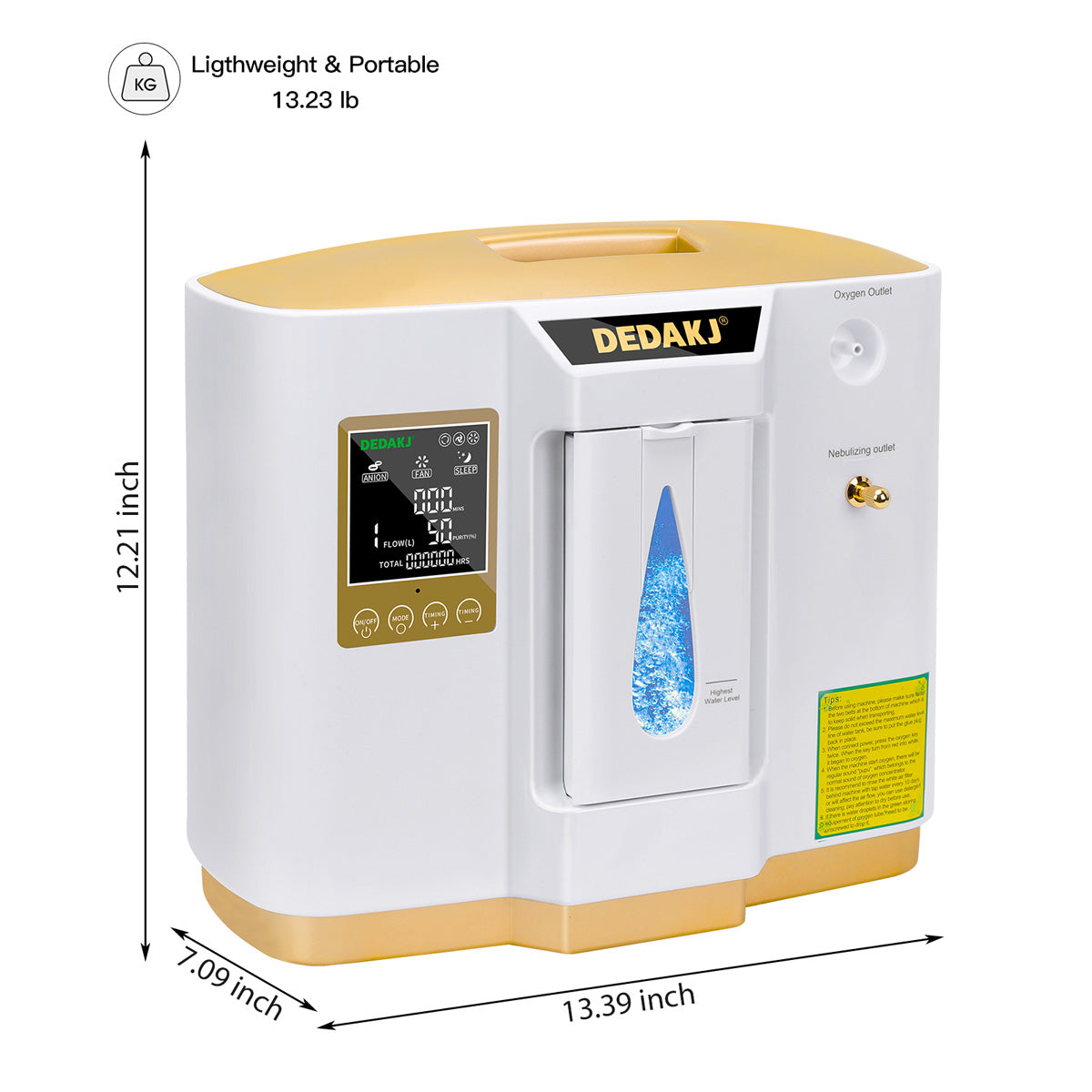 Generador portátil restaurado del oxígeno 7L del concentrador DEDAKJ 93% del oxígeno con la función del nebulizador 110V/220V DE-1LW