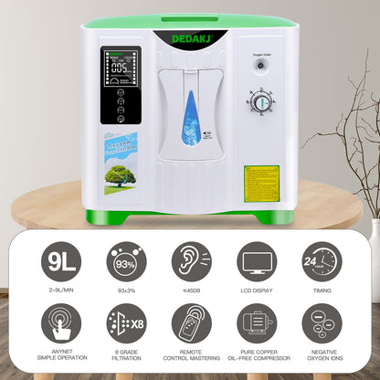 DEDAKJ 9 liter continuous flow home oxygen concentrator DE-2A