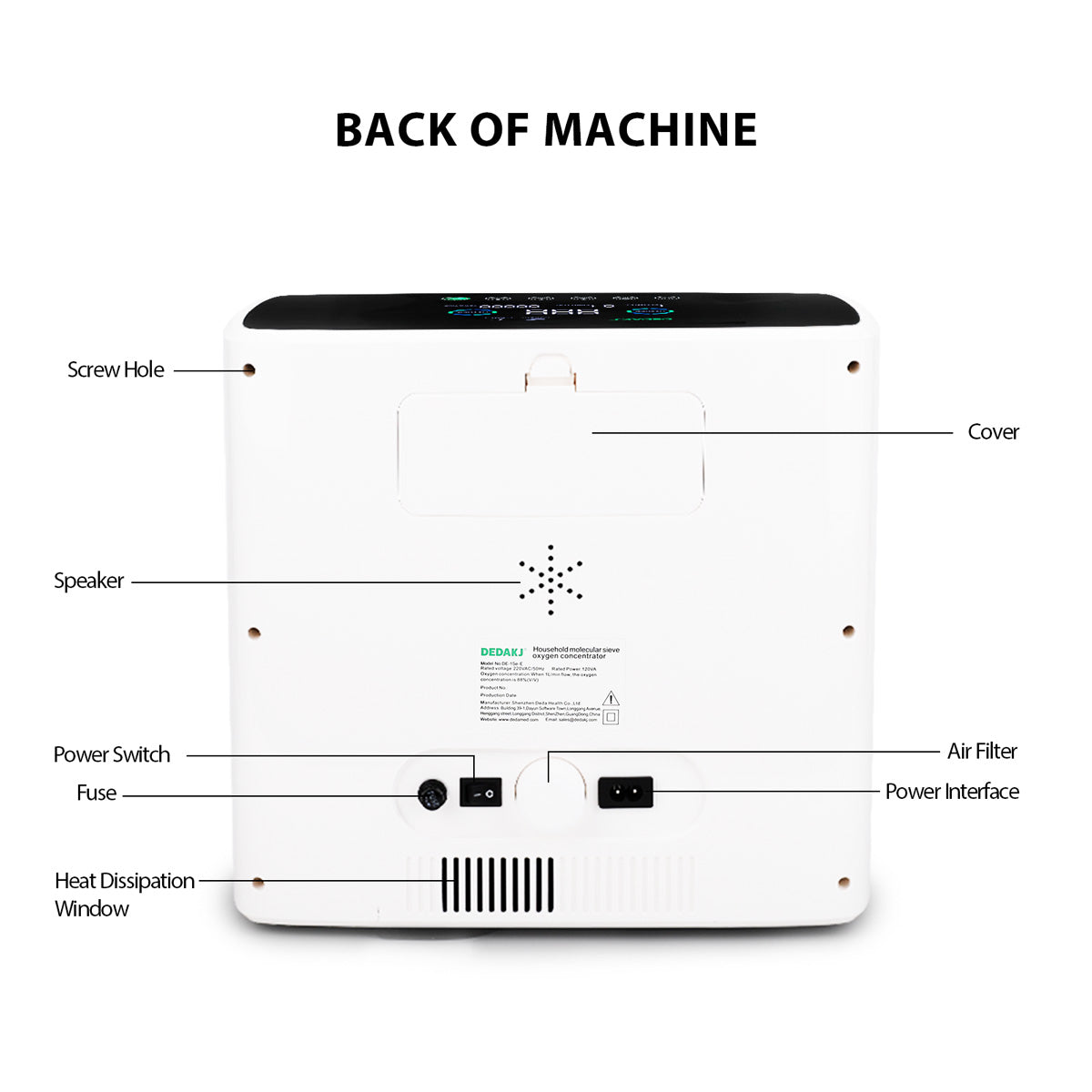 DEDAKJ 1L 5L 7L 9L 10 Liter 93% Oxygen Concentrator O2 Oxygen Generator ...