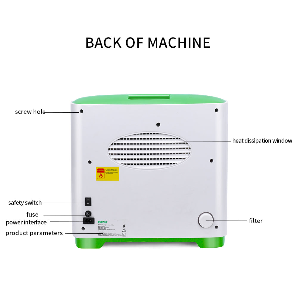 Concentrador de oxígeno 9L usado reacondicionado DEDAKJ 93% Generador de oxígeno portátil para el hogar 110V / 220V DE-2A